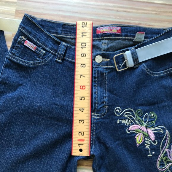 Vale Original Blue Jeans Vintage Y2K Embroidered Flare Leg Mid-Rise 32" Waist - Picture 7 of 10